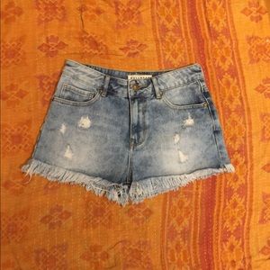 Bullhead High Waisted Acid Wash Shorts